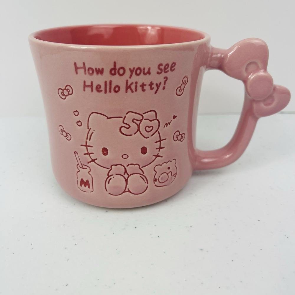 Blue Sky Clayworks Hello Kitty 50th Anniversary Bow Pink Mug